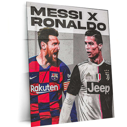 Messi X Ronaldo – Football Legends Rivalry Metal Poster | GOATs Wall Frame - TURTLEWINGS