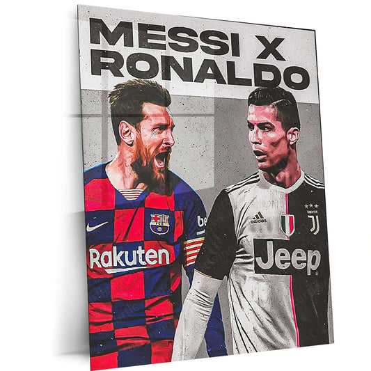 Messi X Ronaldo – Football Legends Rivalry Metal Poster | GOATs Wall Frame - TURTLEWINGS