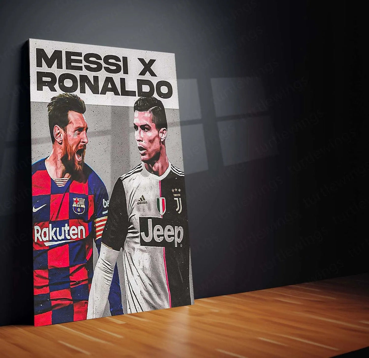 Messi X Ronaldo – Football Legends Rivalry Metal Poster | GOATs Wall Frame - TURTLEWINGS