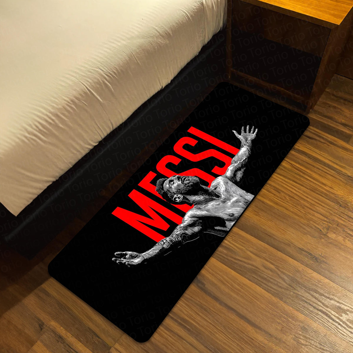 Lionel Messi Football Legend Bedside Runner Flat Rug | GOAT Soccer Bedroom Runner for Sports Fan Room Decor