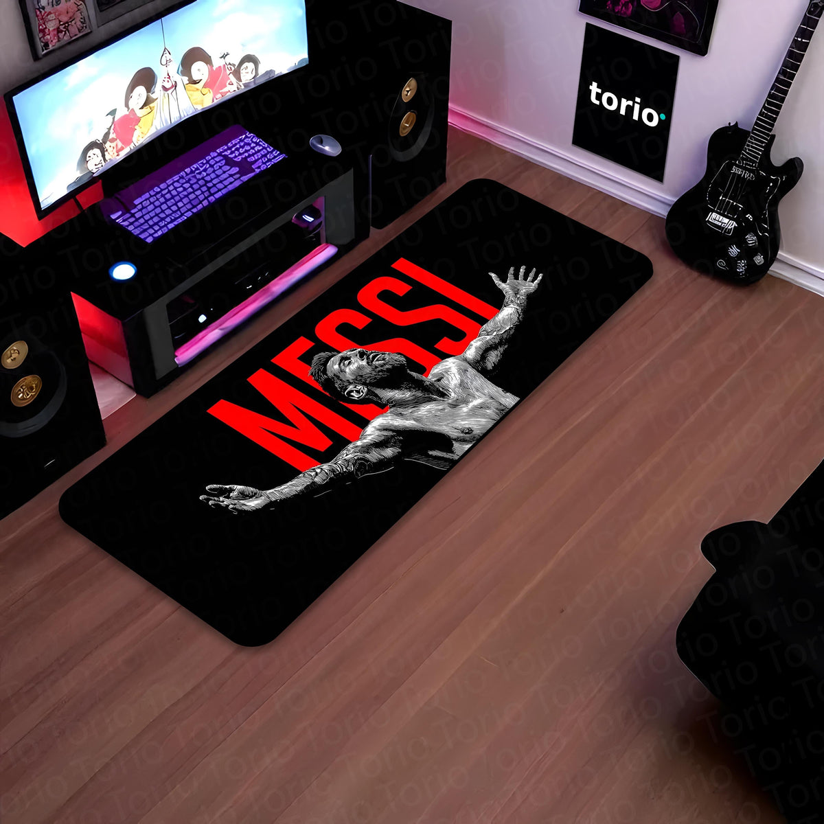 Lionel Messi Football Legend Bedside Runner Flat Rug | GOAT Soccer Bedroom Runner for Sports Fan Room Decor