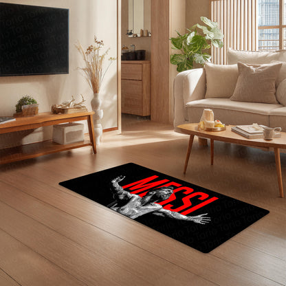 Lionel Messi Football Legend Bedside Runner Flat Rug | GOAT Soccer Bedroom Runner for Sports Fan Room Decor