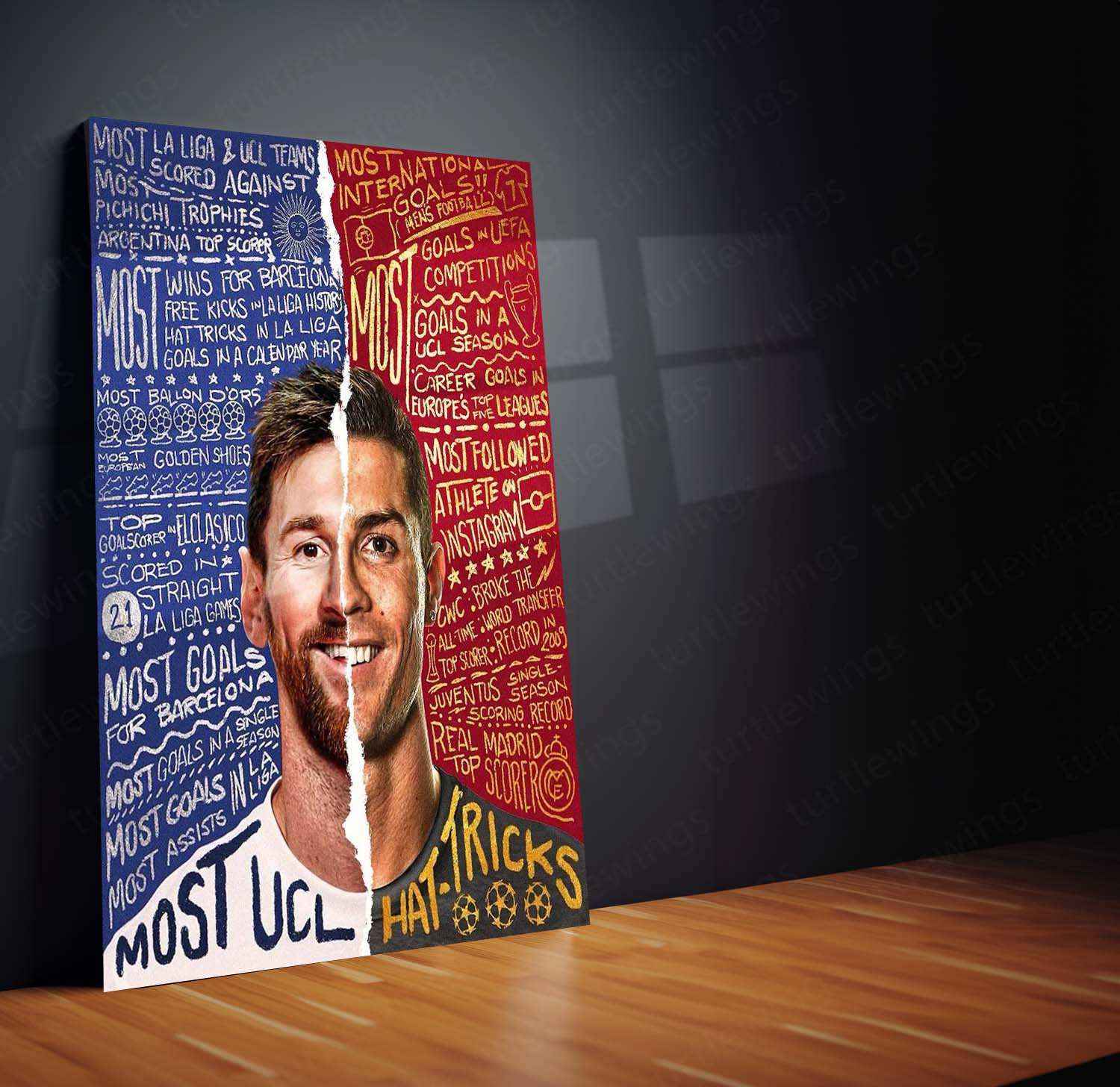 Messi x Ronaldo Metal Poster – GOAT Rivalry Football Wall Art - TURTLEWINGS