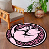 Mew Round Flat Rug | Pokémon Pink Anime Floor Mat | Cute Anti-Slip 3 mm Absorbent Circle Flat Rug for Bedroom, Gaming Room & Pokémon Fans