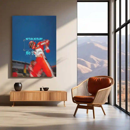 Quote Metal Poster | Michael Schumacher – NO RISK, NO GLORY | No Failure, No Story | Legacy, Courage & Champion Mindset Metal Frame - TURTLEWINGS 
