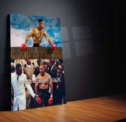Quote Metal Poster | Mike Tyson – To Know PEACE, You Must Weather CHAOS | Controlled Fury & Inner Mastery Metal Frame - TURTLEWINGS 