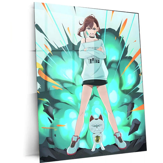Anime Metal Poster | DanDaDan – Momo Ayase & Okarun Metal Poster | Supernatural Anime Wall Frame 012 - TURTLEWINGS