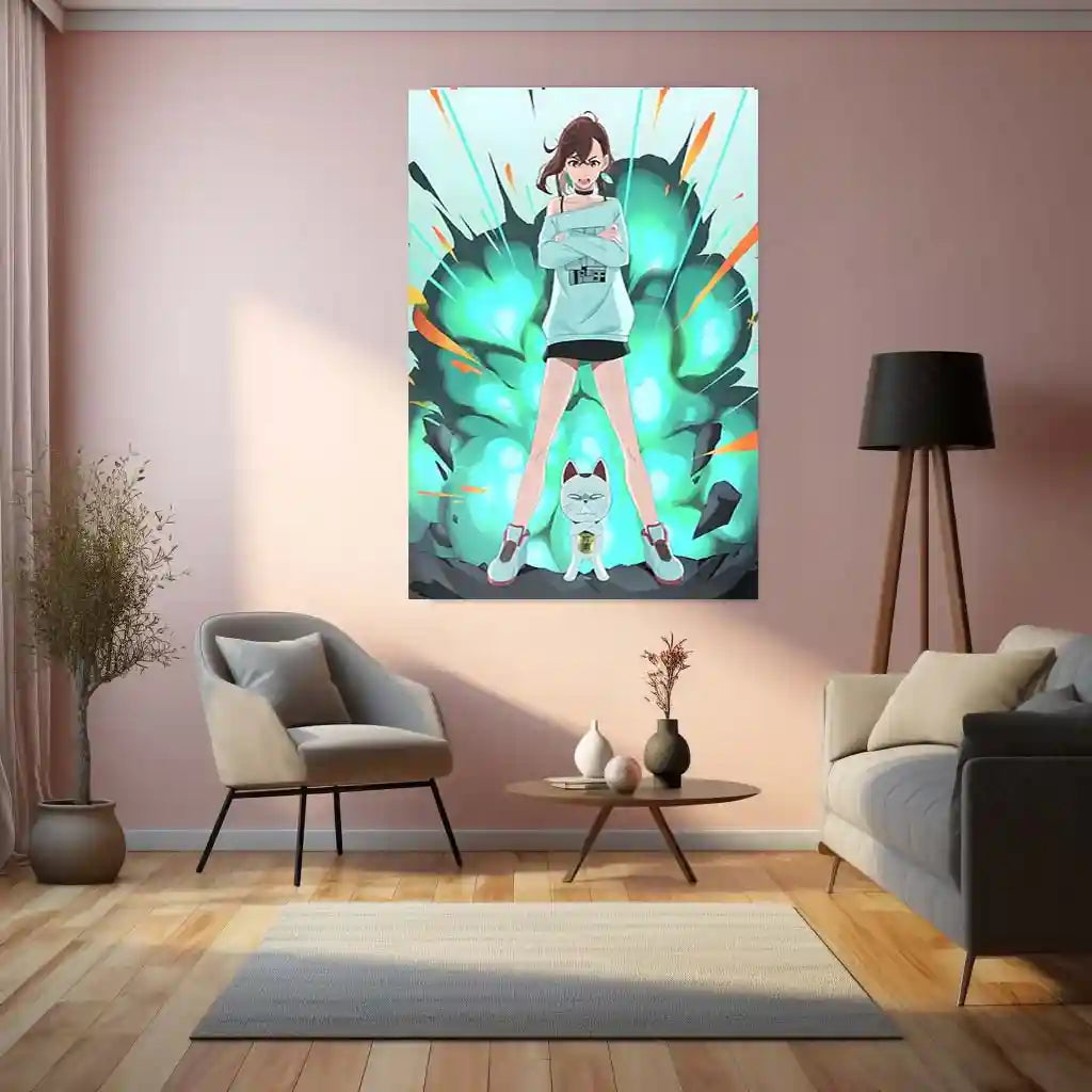 Anime Metal Poster | DanDaDan – Momo Ayase & Okarun Metal Poster | Supernatural Anime Wall Frame 012 - TURTLEWINGS