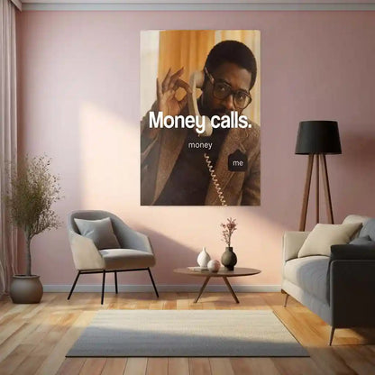 Quote Metal Poster | Money Calls | Success & Ambition Motivation Wall Art | Entrepreneur Mindset Metal Frame - TURTLEWINGS