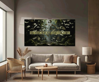 Moneyfesting – Wealth Manifestation Motivation | Success Mindset Metal Frame - TURTLEWINGS