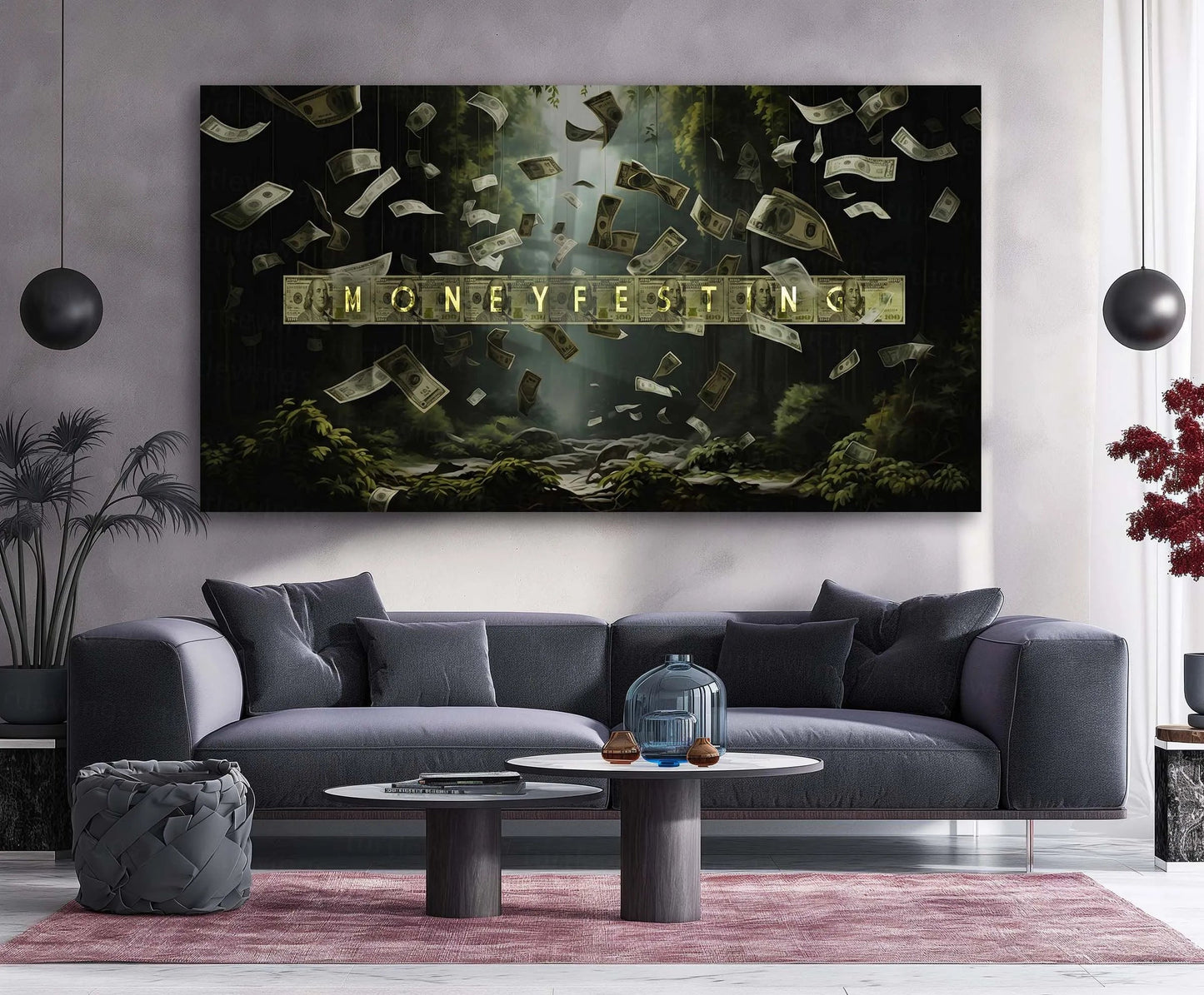 Moneyfesting – Wealth Manifestation Motivation | Success Mindset Metal Frame - TURTLEWINGS
