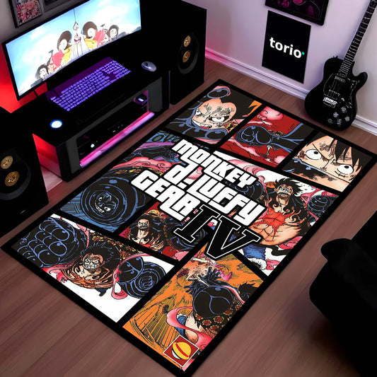 Monkey D. Luffy Gear 5 Area Flat Rug | One Piece Gear Fifth Anime Area Flat Rug | Premium Anime Gaming Room Floor Decor