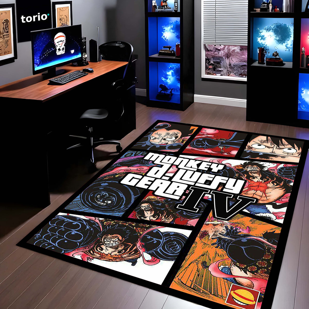 Monkey D. Luffy Gear 5 Area Flat Rug | One Piece Gear Fifth Anime Area Flat Rug | Premium Anime Gaming Room Floor Decor
