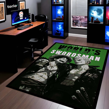 Anime Brothers Area Flat Rug | Luffy Zoro Inspired Floor Mat | One Piece Anime Carpet | Pirate Theme Flat Rug for Gaming Room, Bedroom & Otaku Decor