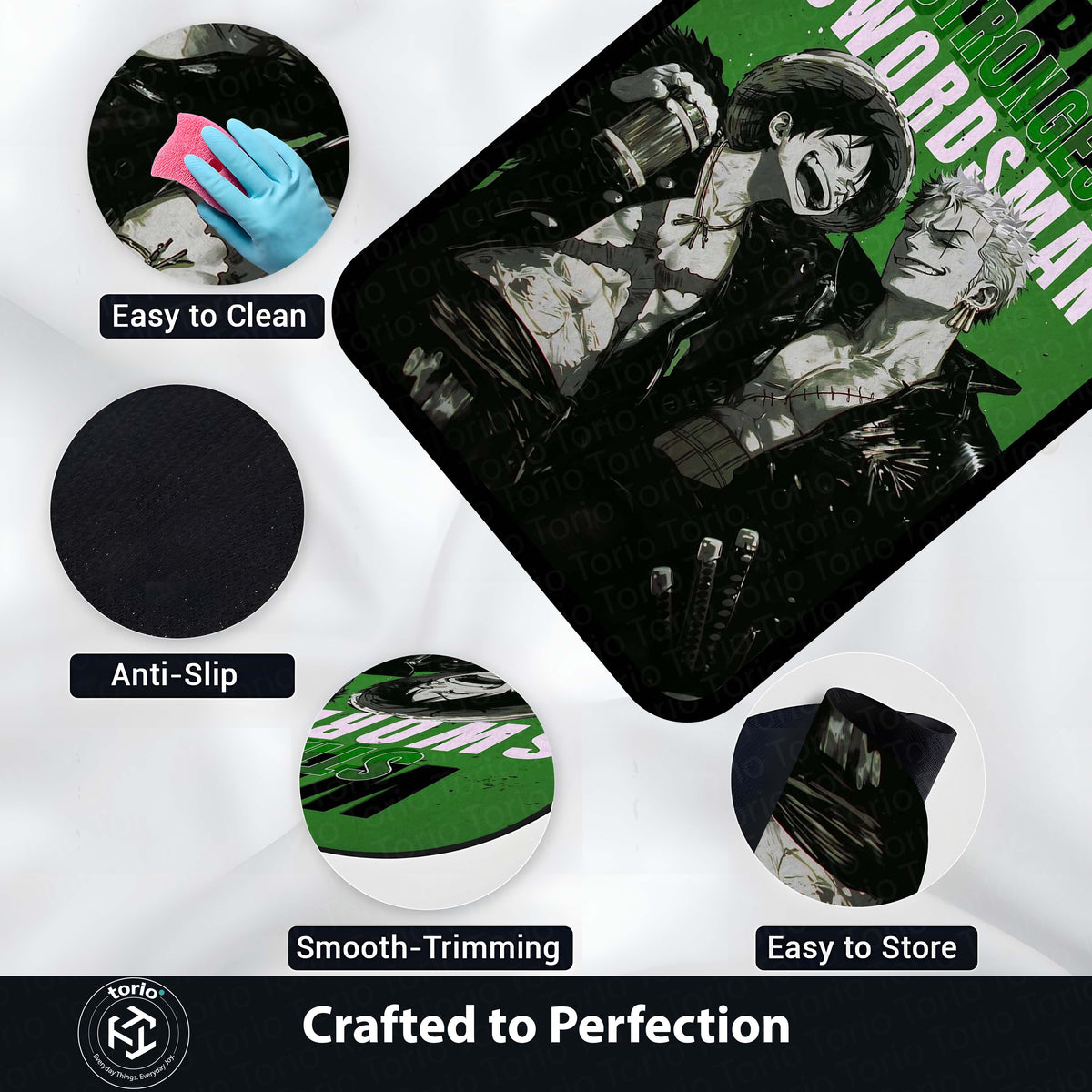 Anime Brothers Area Flat Rug | Luffy Zoro Inspired Floor Mat | One Piece Anime Carpet | Pirate Theme Flat Rug for Gaming Room, Bedroom & Otaku Decor