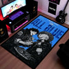 Anime Duo Area Flat Rug | Luffy Sanji Inspired Floor Mat | One Piece Blue Theme Flat Rug | Pirate Anime Carpet for Gaming Room, Bedroom & Otaku Decor