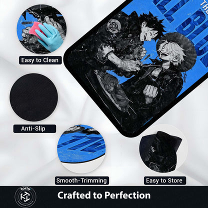 Anime Duo Area Flat Rug | Luffy Sanji Inspired Floor Mat | One Piece Blue Theme Flat Rug | Pirate Anime Carpet for Gaming Room, Bedroom & Otaku Decor