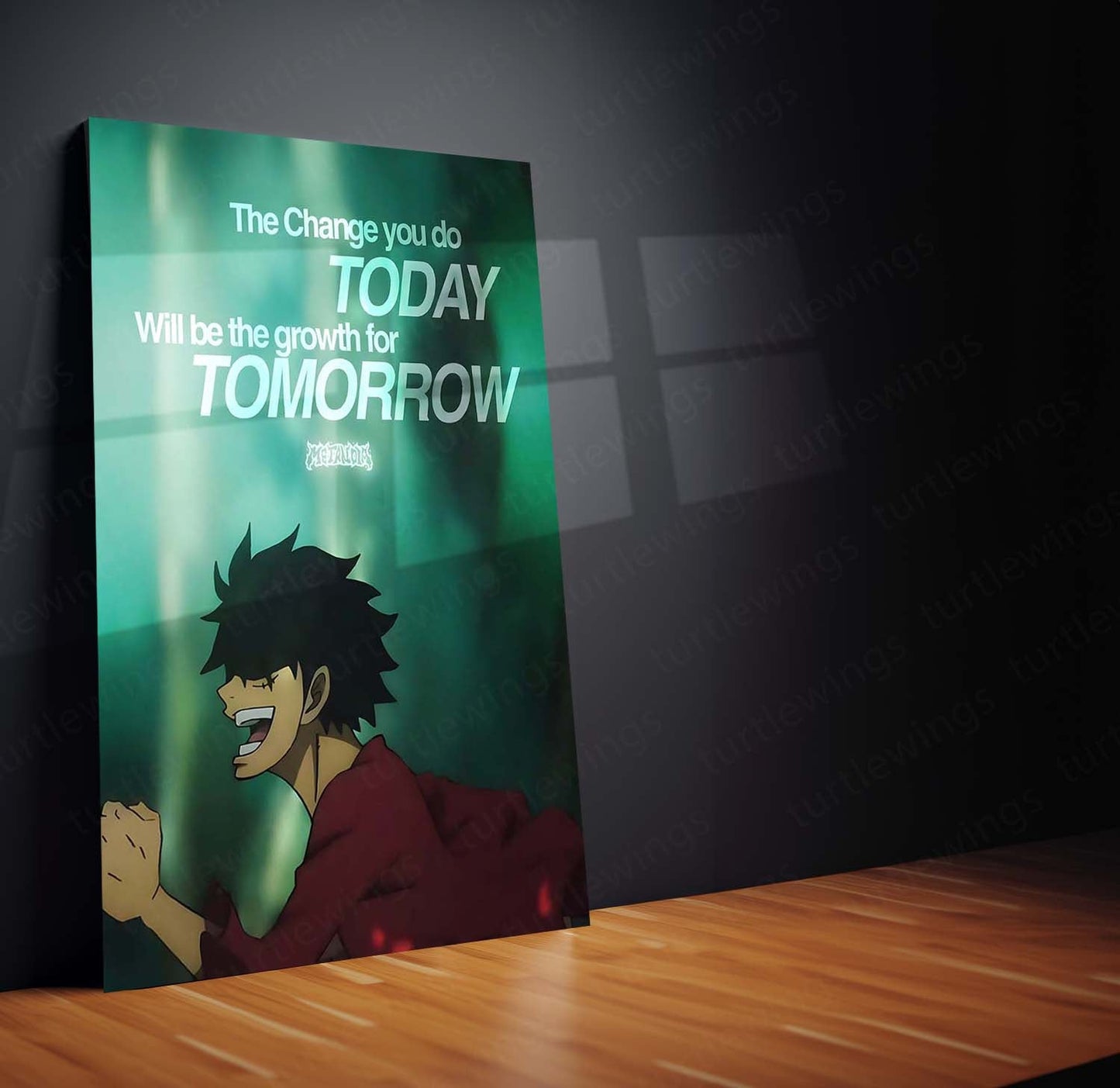 Monkey D. Luffy Motivation Metal Print | "The Change You Do Today Will Be the Growth for Tomorrow" Anime Wall Art | Premium One Piece Inspired Poster