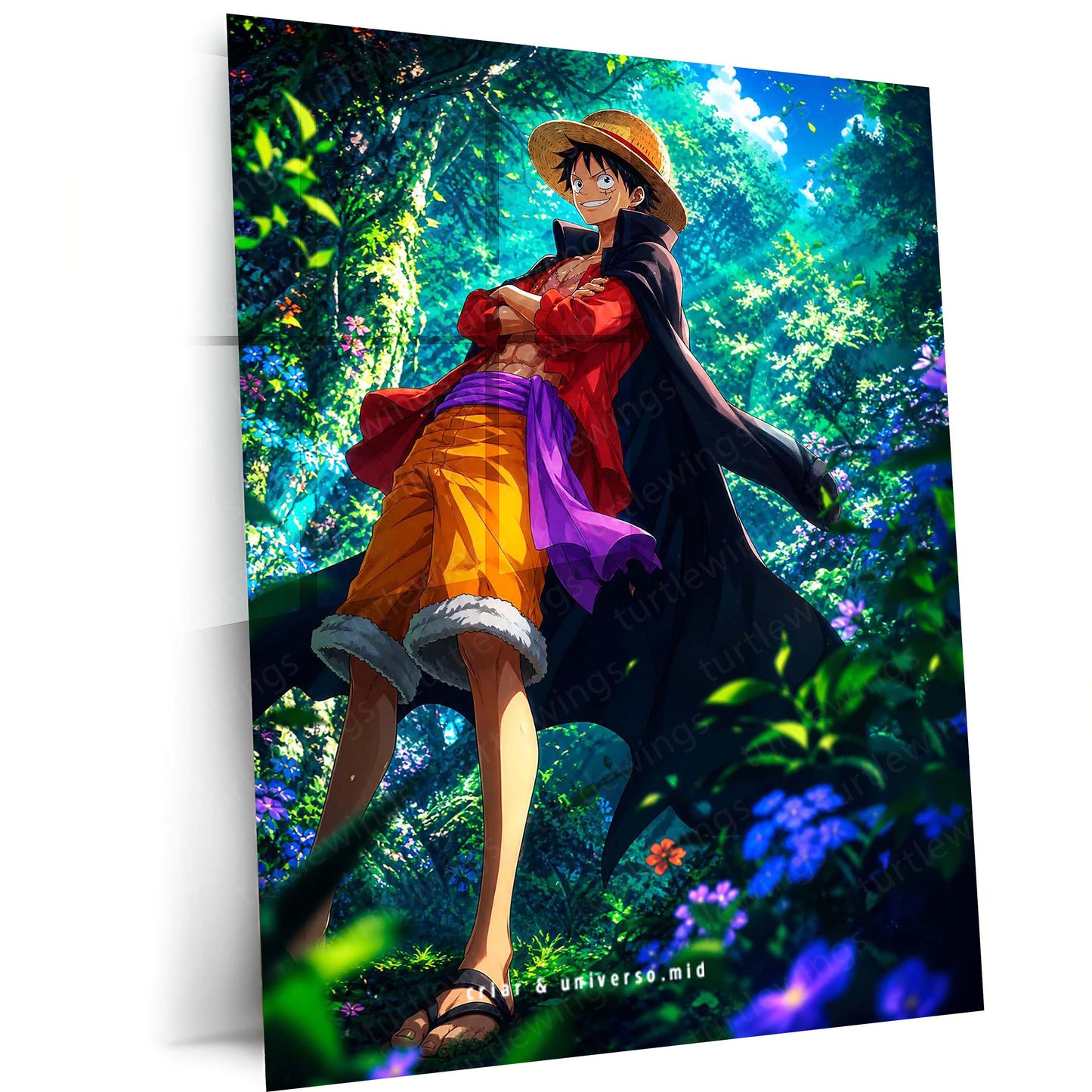 Anime Metal Poster | Monkey D. Luffy Forest Adventure Metal Poster | One Piece Anime Wall Art | Premium Aluminum Print