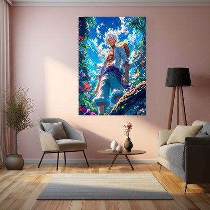 Anime Metal Poster | Monkey D. Luffy Gear 5 Jungle Metal Poster | One Piece Anime Wall Art | Premium Aluminum Print