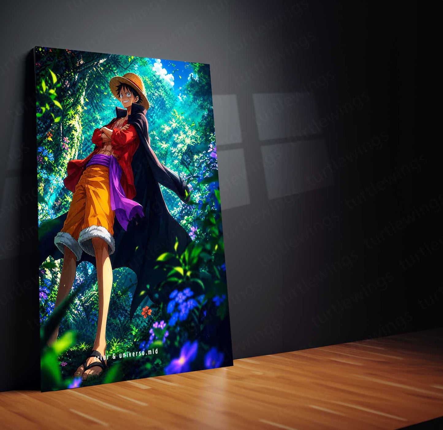 Anime Metal Poster | Monkey D. Luffy Forest Adventure Metal Poster | One Piece Anime Wall Art | Premium Aluminum Print