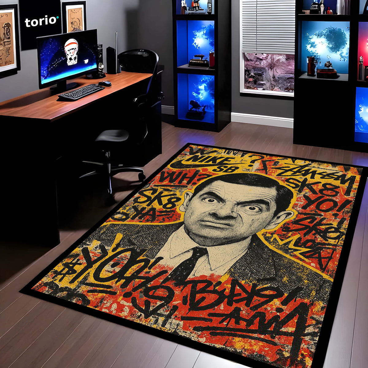 Mr. Bean Iconic Comedy Area Flat Rug | Nostalgic Rowan Atkinson Character Floor Mat | Fun & Quirky Decor for Entertainment Rooms, Dorms & Retro TV Fans