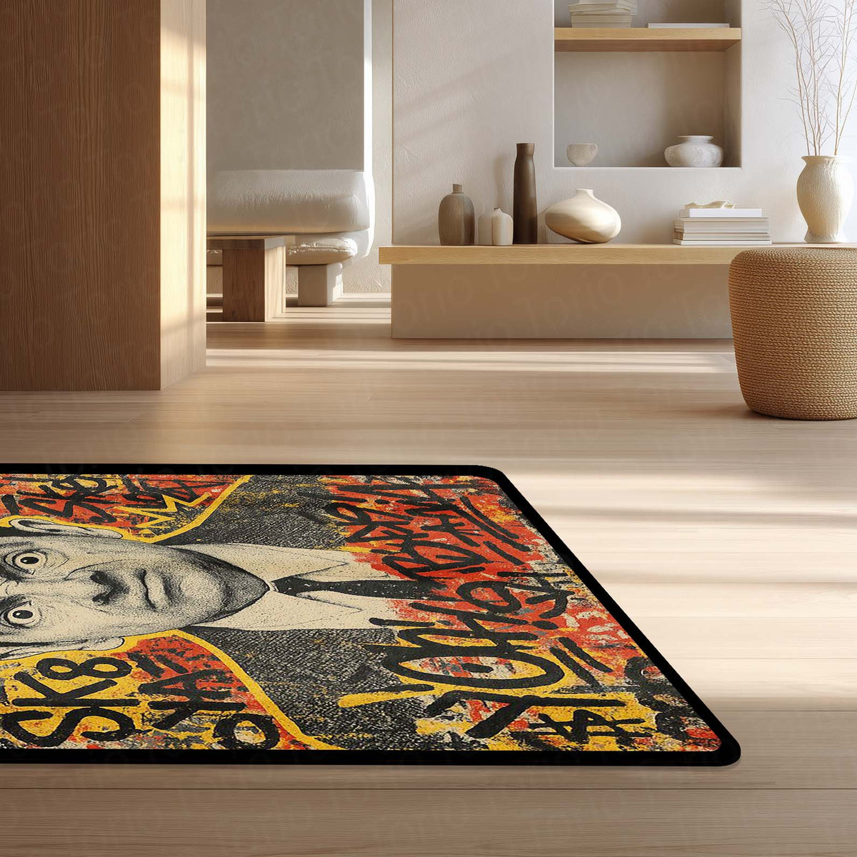 Mr. Bean Iconic Comedy Area Flat Rug | Nostalgic Rowan Atkinson Character Floor Mat | Fun & Quirky Decor for Entertainment Rooms, Dorms & Retro TV Fans