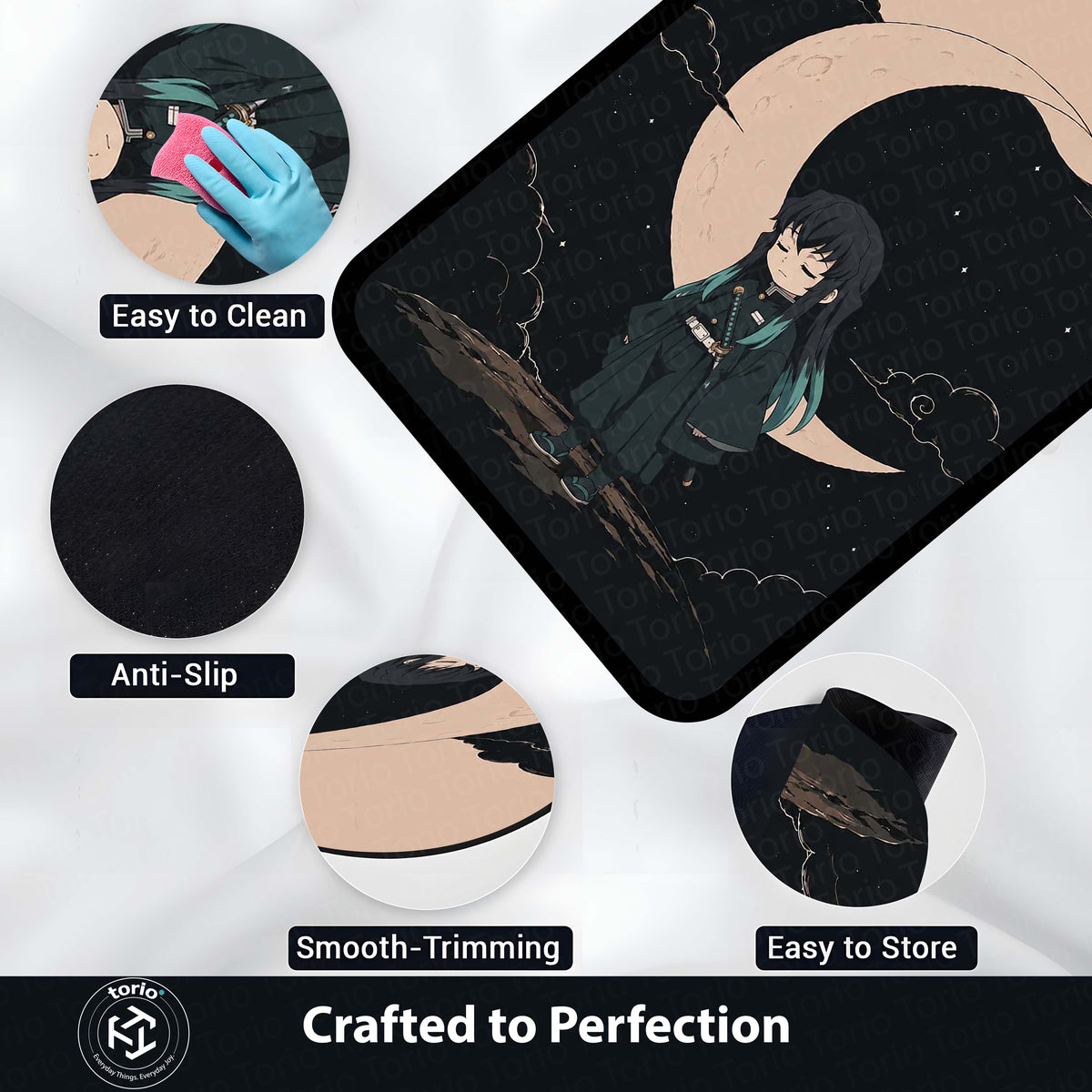 Muichiro Tokito Demon Slayer Area Flat Rug | Mist Hashira Moonlit Anime Area Flat Rug | Premium Anime Bedroom & Gaming Room Floor Decor
