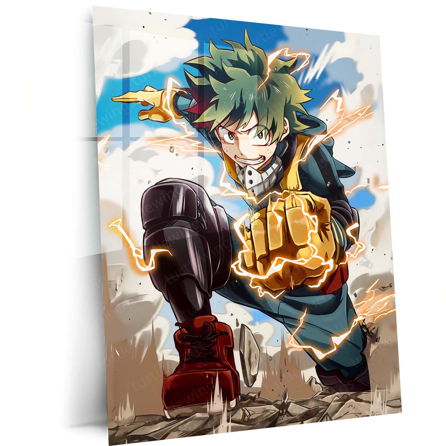 Anime Metal Poster | My Hero Academia Metal Frame | Deku Anime Wall Art | Premium Metal Poster