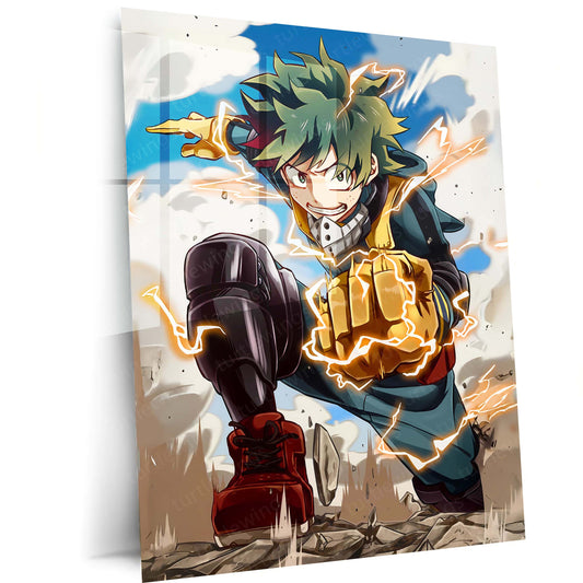 Anime Metal Poster | My Hero Academia Metal Frame | Deku Anime Wall Art | Premium Metal Poster