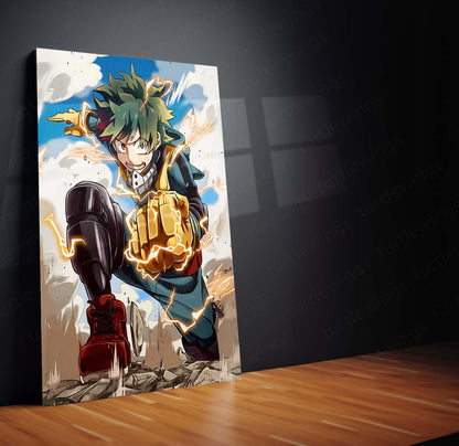 Anime Metal Poster | My Hero Academia Metal Frame | Deku Anime Wall Art | Premium Metal Poster