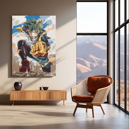 Anime Metal Poster | My Hero Academia Metal Frame | Deku Anime Wall Art | Premium Metal Poster