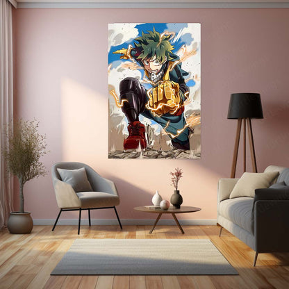 Anime Metal Poster | My Hero Academia Metal Frame | Deku Anime Wall Art | Premium Metal Poster