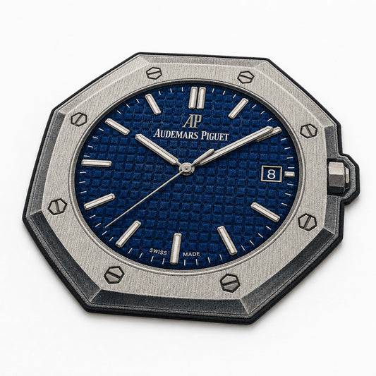 Luxury Audemars Piguet Royal Oak Blue Dial Flat Rug | Octagonal Watch Face Area Flat Rug | Premium Luxury Timepiece Floor Mat for Bedroom, Gaming Room & Collector Décor