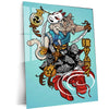 Anime Metal Poster | Nekoma Samurai Metal Poster | Feline Warrior Wall Art | Japanese Anime-Inspired Decor
