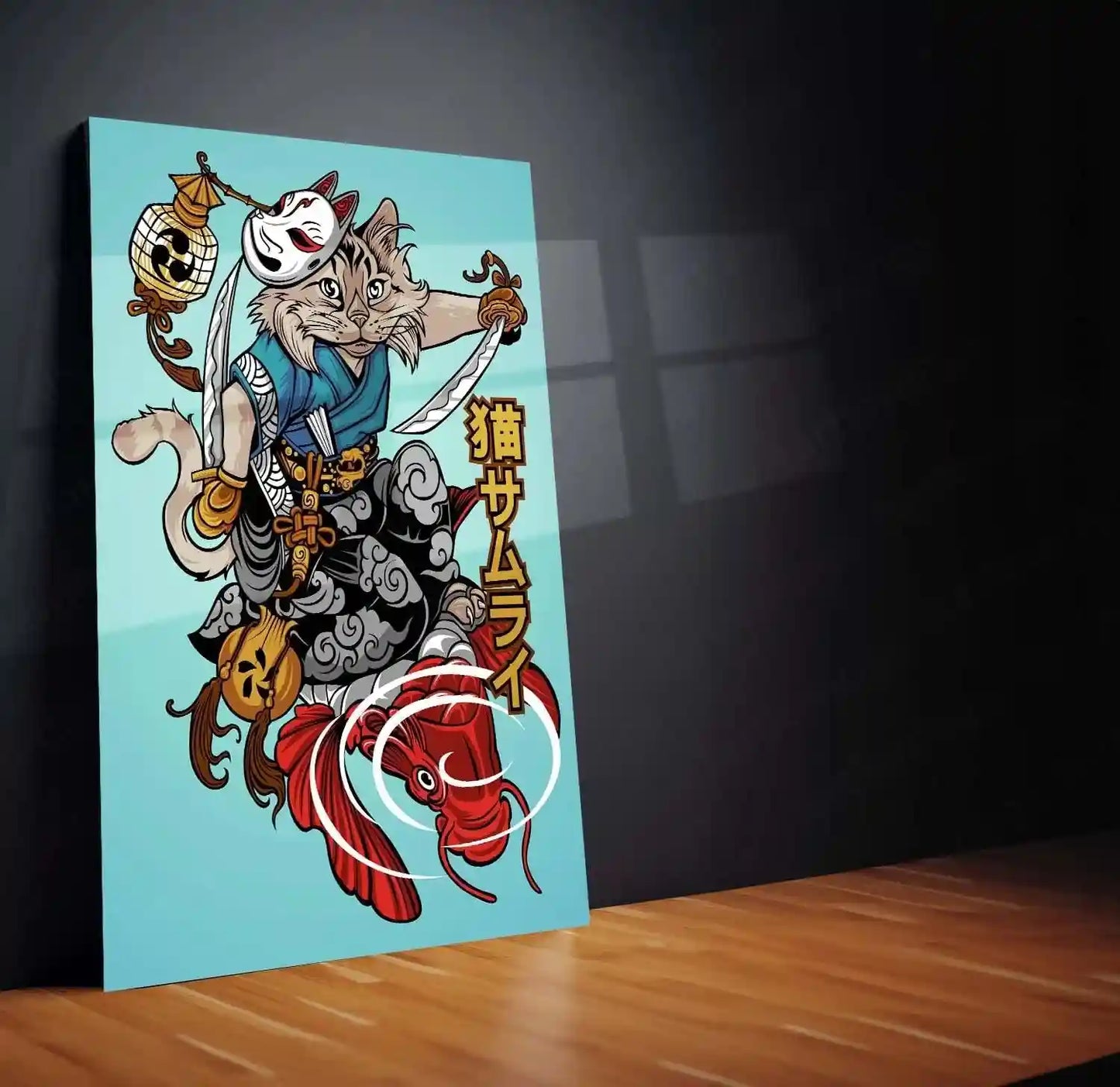 Anime Metal Poster | Nekoma Samurai Metal Poster | Feline Warrior Wall Art | Japanese Anime-Inspired Decor - TURTLEWINGS