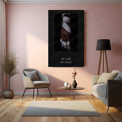 No Risk No Story Metal Poster – Motivational Wall Art | Hustle & Success Mindset Decor - TURTLEWINGS