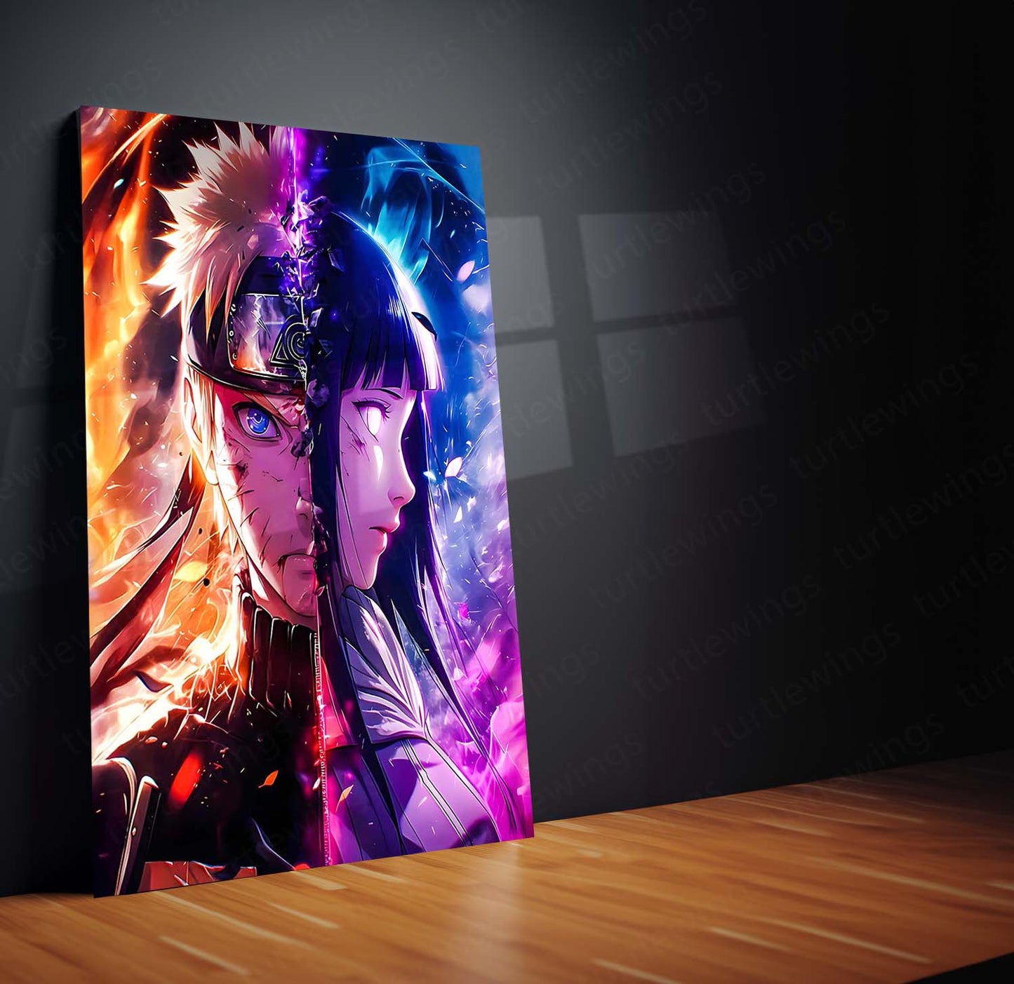 Anime Metal Poster | Naruto and Hinata – Eternal Flame & Destiny Artwork | Anime Couple Metal Frame Poster