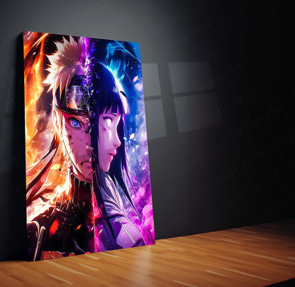 Anime Metal Poster | Naruto and Hinata – Eternal Flame & Destiny Artwork | Anime Couple Metal Frame Poster
