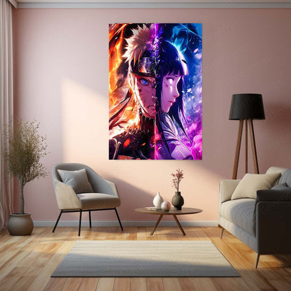 Anime Metal Poster | Naruto and Hinata – Eternal Flame & Destiny Artwork | Anime Couple Metal Frame Poster