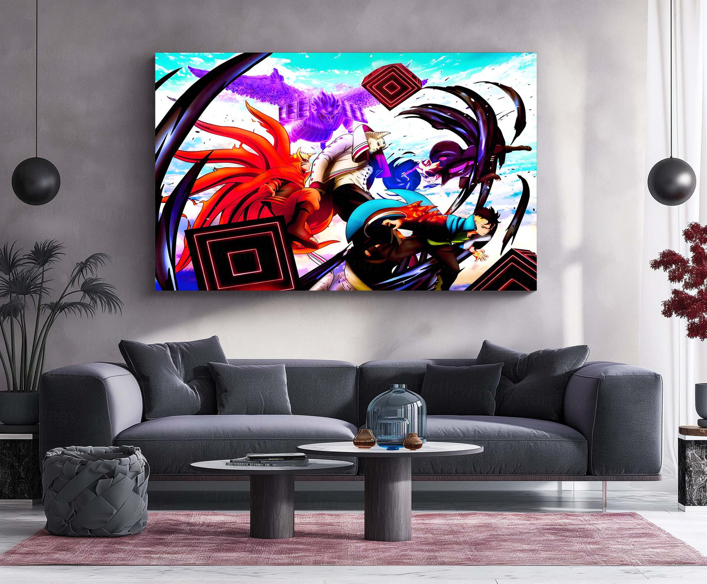 Anime Metal Poster | Naruto vs Isshiki – The Final Battle | Baryon Mode Power Metal Frame Poster