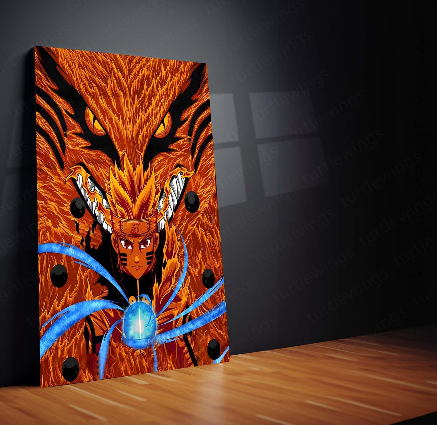 Anime Metal Poster | Naruto & Kurama – The Nine-Tails Bond | Chakra Mode Metal Frame Poster