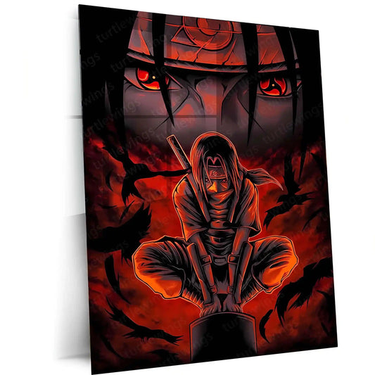 Anime Metal Poster | Itachi Uchiha – Silent Sacrifice | Naruto Shippuden Metal Frame | Dark Resolve & Legendary Shinobi Wall Art - TURTLEWINGS