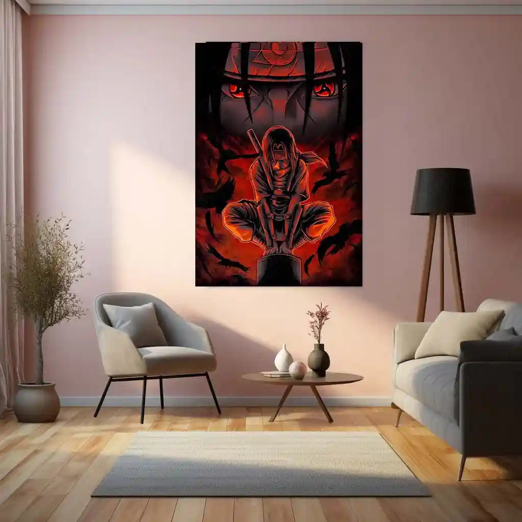 Anime Metal Poster | Itachi Uchiha – Silent Sacrifice | Naruto Shippuden Metal Frame | Dark Resolve & Legendary Shinobi Wall Art - TURTLEWINGS