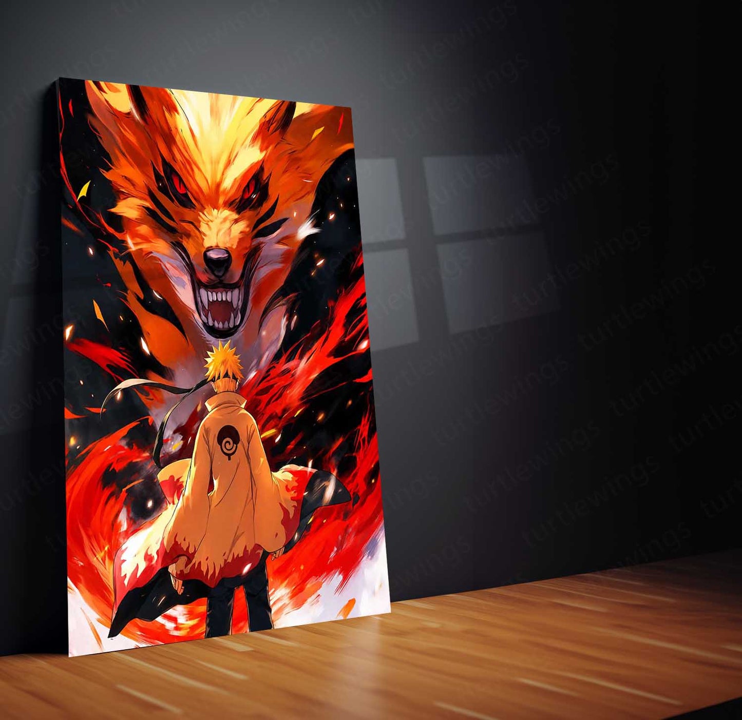 Anime Metal Poster | Naruto Metal Poster | Naruto Uzumaki & Kurama Nine-Tails Wall Art | Epic Shinobi Anime Metal Frame