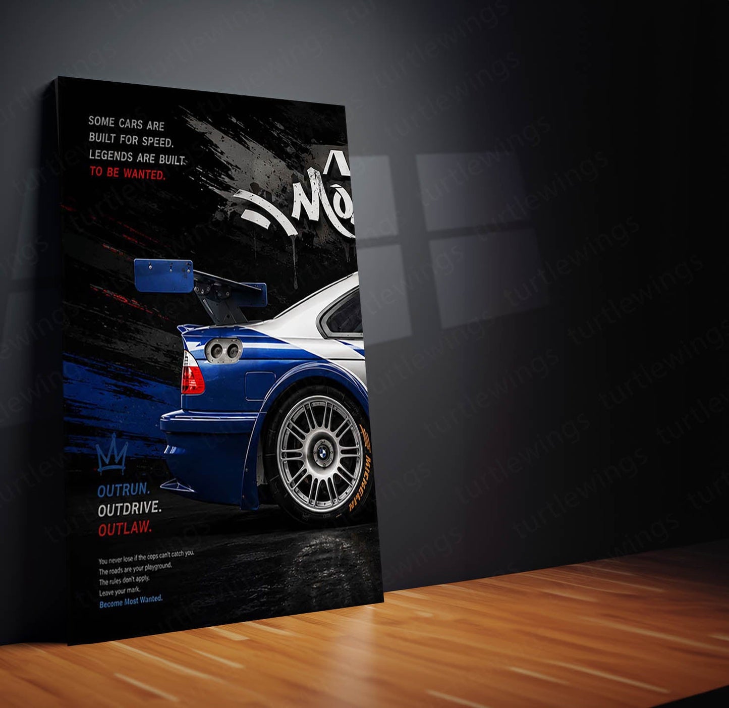 Car Metal Poster Set of 3 | BMW M3 GTR Need for Speed Most Wanted Triptych Wall Art