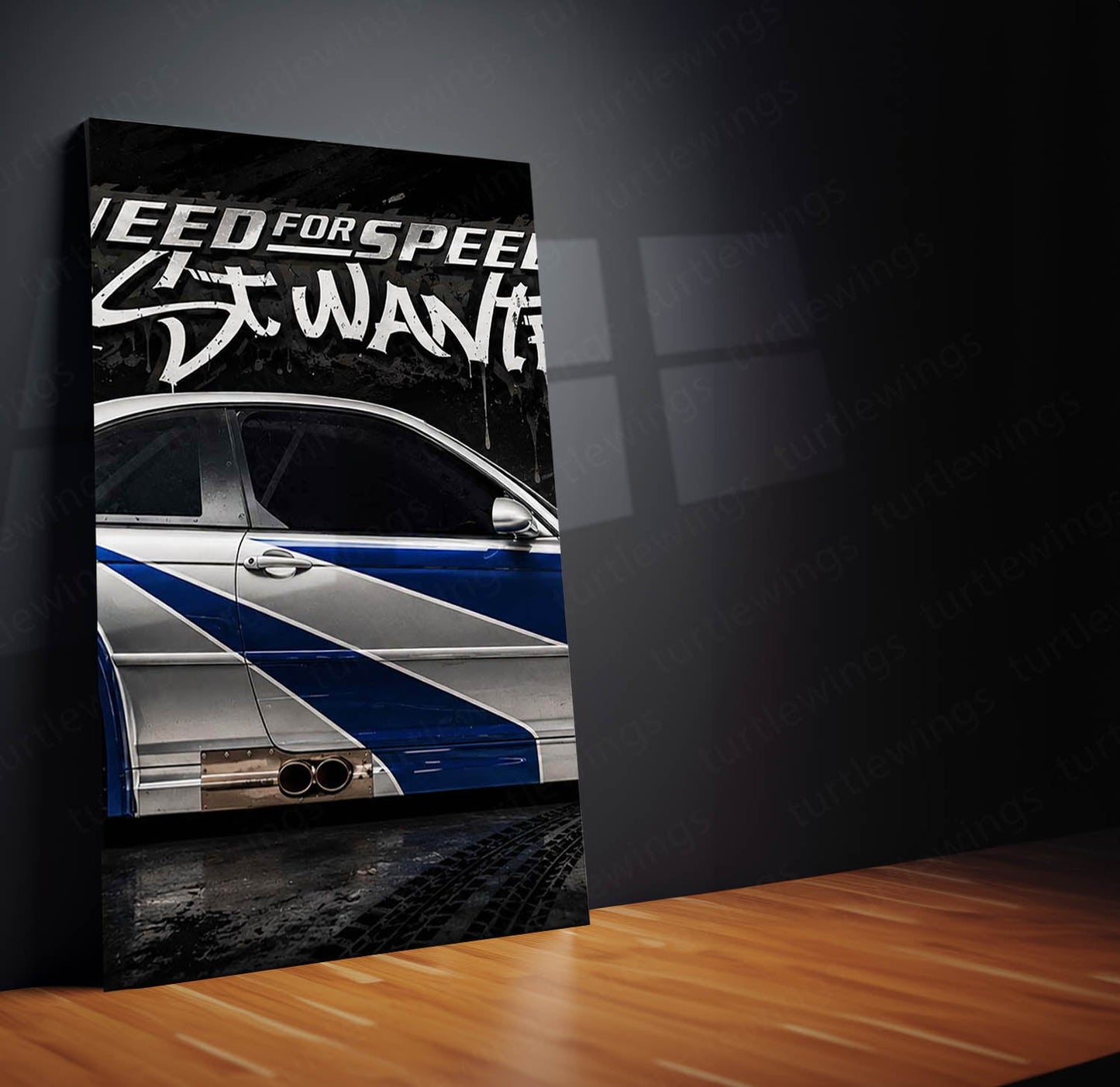 Car Metal Poster Set of 3 | BMW M3 GTR Need for Speed Most Wanted Triptych Wall Art