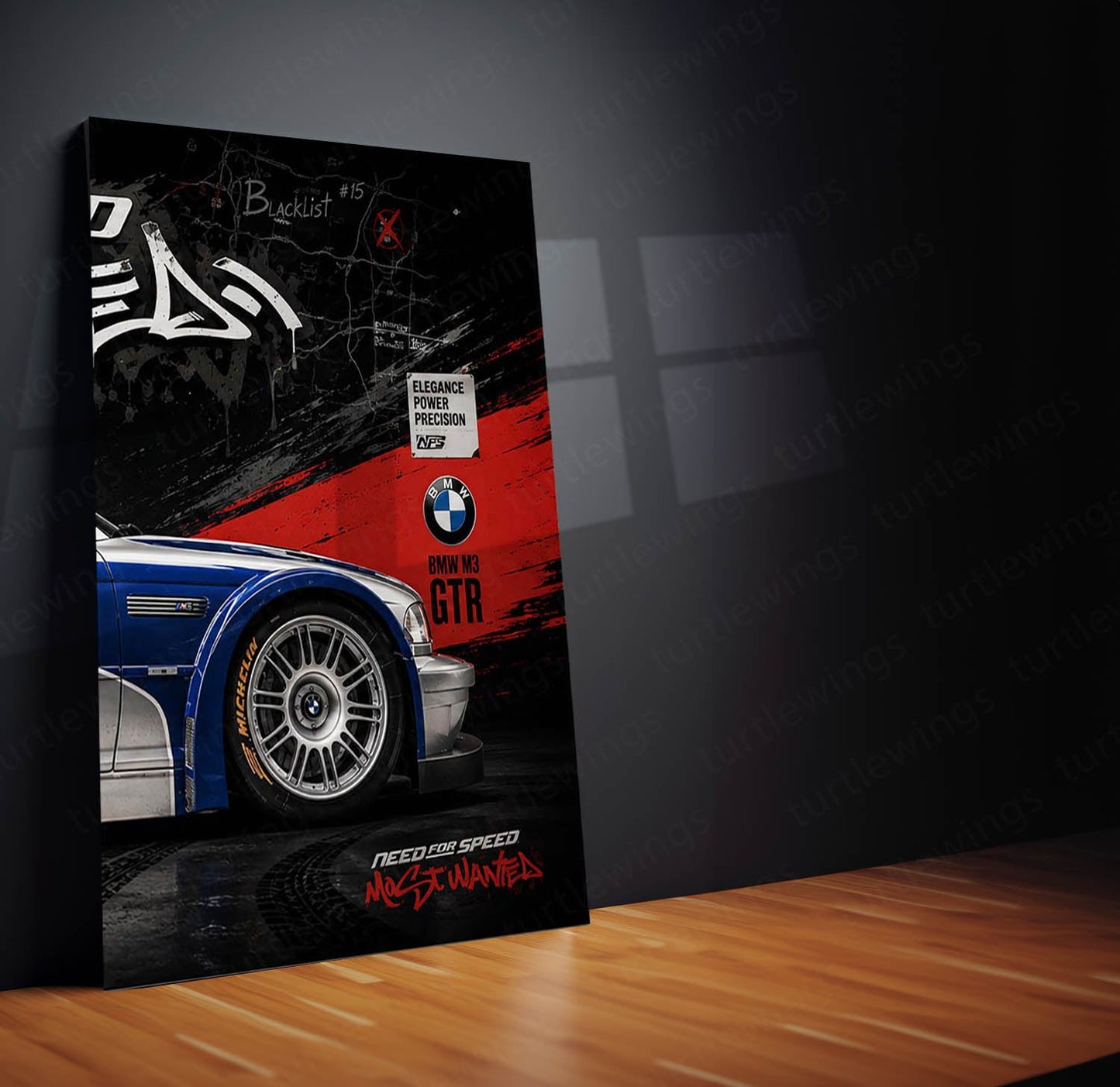 Car Metal Poster Set of 3 | BMW M3 GTR Need for Speed Most Wanted Triptych Wall Art