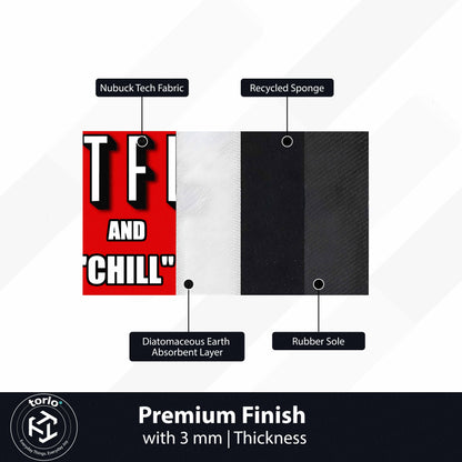 Movie Night Quote Floor Mat (3 mm Thick) | “Netflix & Chill” Streaming Room Flat Rug for Living Room, Bedroom & Entertainment Decor