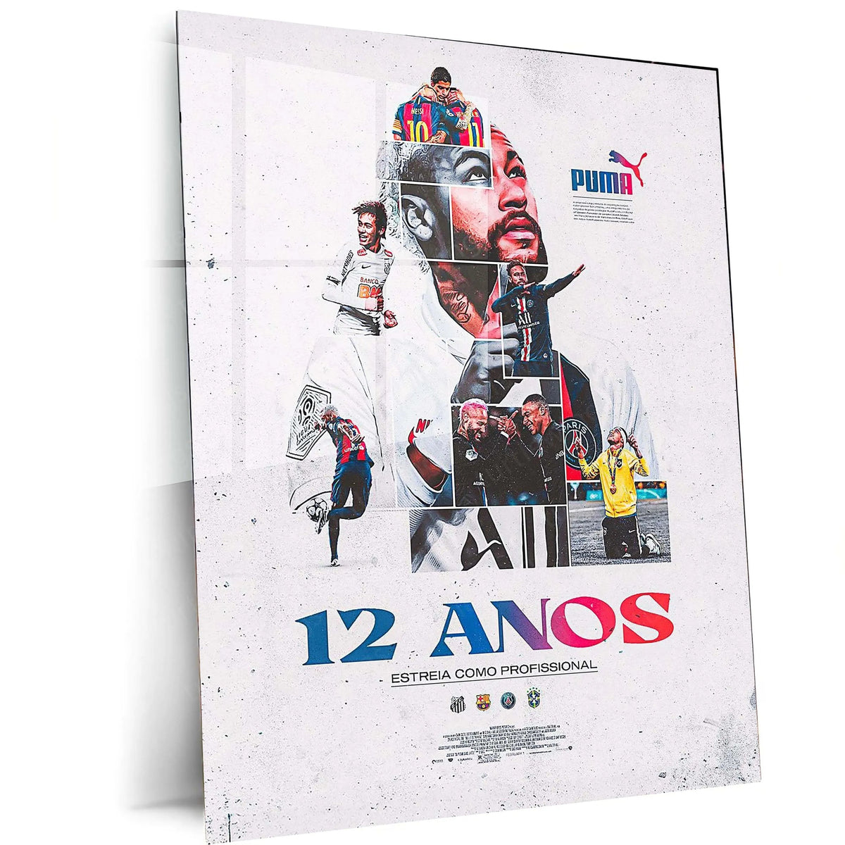 Neymar – 12 Anos Tribute Metal Poster | Brazilian Football Icon Wall Frame - TURTLEWINGS